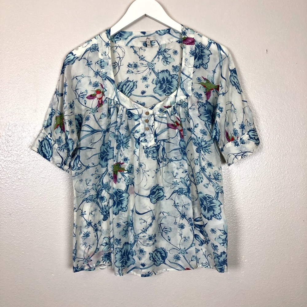Joie | Silk Blend Hummingbird Blouse | M **Flaw**